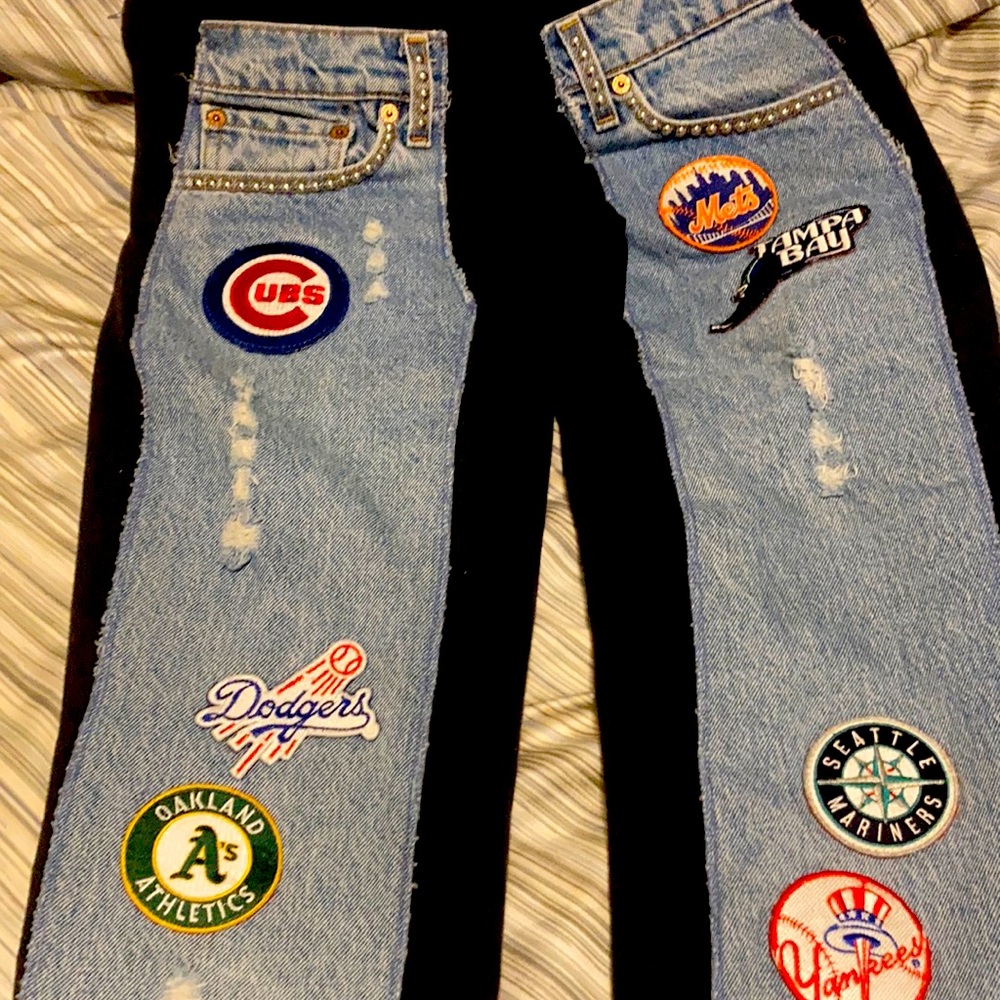 Bejeweled sports team jeans 👖 one of a kind